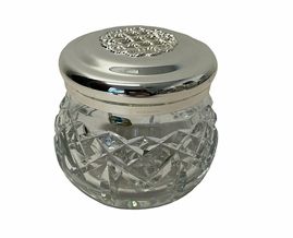 Waterford potpourri bowl w/ silverplate lid, 4" diam., 3.5" h