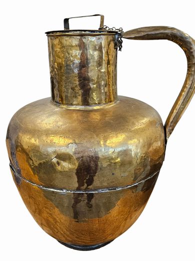 Antique Large Brass Pitcher Lidded 22'H x 16"D