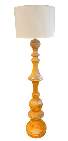 Jaime Young turned mango wood floor lamp, 65" h