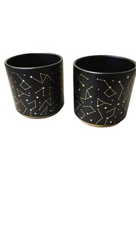 Pair of Black Astrology Vases 5"x5"