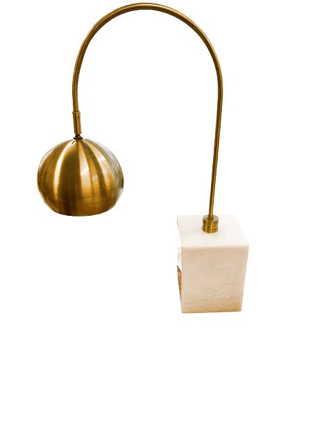 CONTEMP. Granite Base w Arched Brass-Tone Shade 26" x 13"