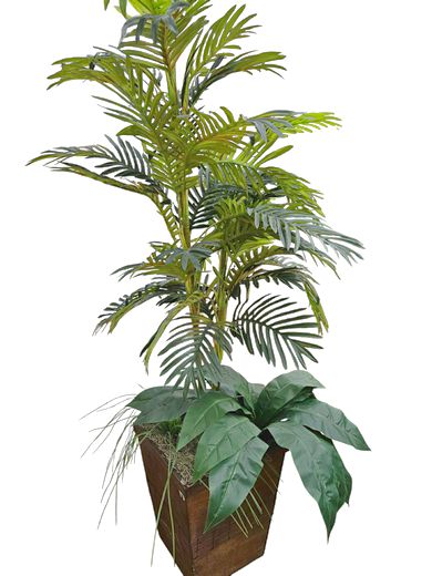 Tall Faux Plant in Wood Planter, 62"h