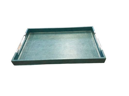 Blue Faux Leather Serving Tray 22"x14"x2"