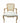 Louis XV-style cane back armchair w/cream upholstery, 34.5H. 25W. 22D.