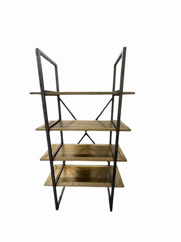 Contemporary Wood & Metal Shelving, H. 79 in. x W. 43 in. x D. 18.5 in.