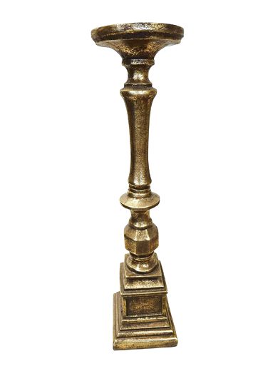 # 4 of 6 Goldtone tall candleholder, 21 h