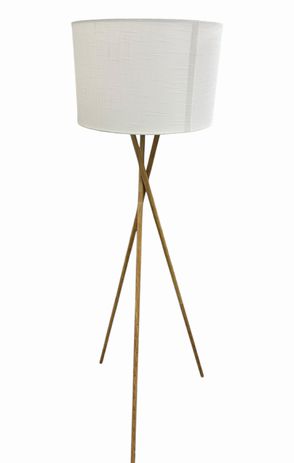 Tripod floor lamp w/ white drum shade, 59" h