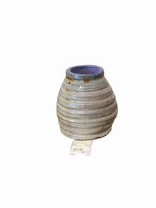 Purple/Grey Ceramic Honey Pot Vase 5.5"x5"