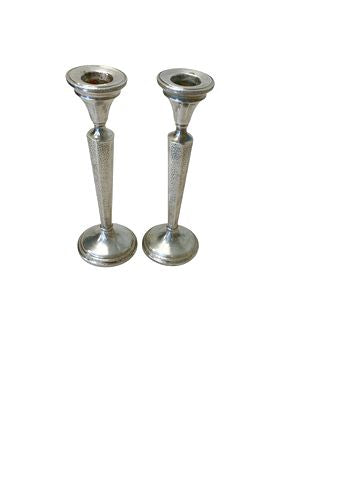 Sterling Silver Hammered Candlesticks 9x3"