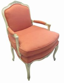 French, Salmon Color Arm Chair, Ivory Base