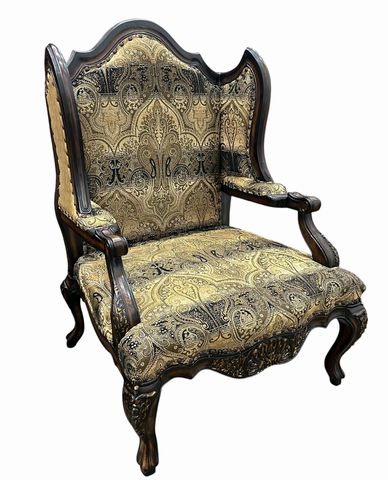 Louis XV Style Wing Back Armchair, H. 48.5 x W. 34 in. x D. 32 in.