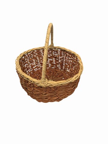 Wicker Rattan Handled Round Basket 15x15"
