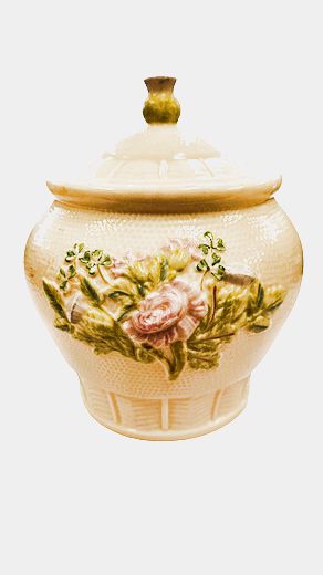 Vintage Beleek Lidded Biscuit Jar 7" x 7"
