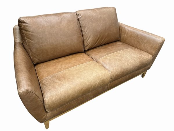Baker Stationary Modern Leather Loveseat (Tan, 65x34x36")