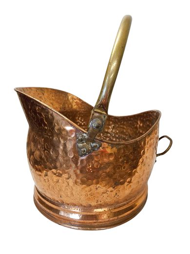 Vintage Copper w Brass Handle Coal Skuttle 11" x 12"Dia.