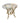 Eclectic glass-top silver/gold metal side table, 22.25" h, 23.25" diam.