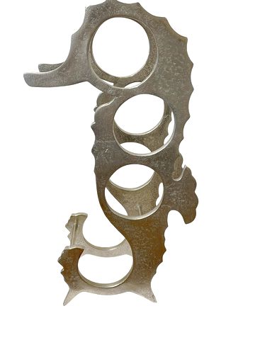 Metal seahorse wine rack for 4 bottles, 10x5x18.75