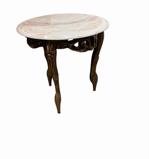 Vintage Faux Marble Topped Living Room Side Table   25" x 25" x 23"
