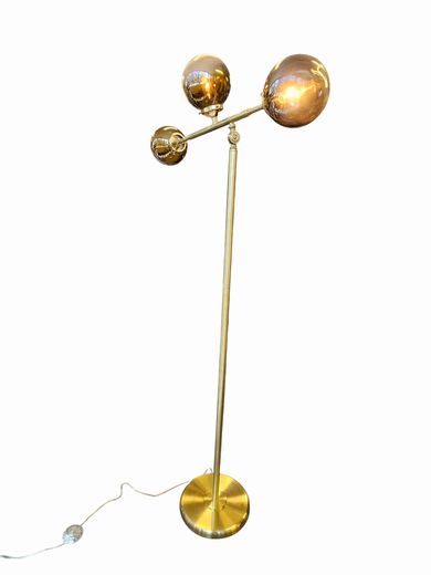 Contemporary Brasstone Floor Lamp w 3 Globes 63h x 31w