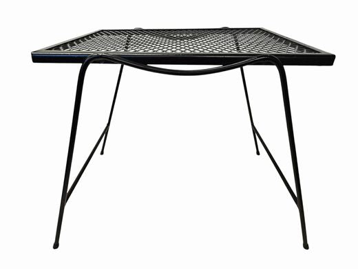 Pair MCM Black Metal Grill Top Patio Tables 17.5"H x 18.5"W x 15"D