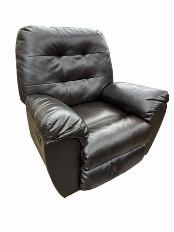 Faux leather recliner, dk brown, 36x36x40