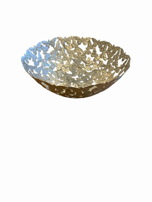 Butterfly Pressed Metal Decor Bowl 5h x 15w