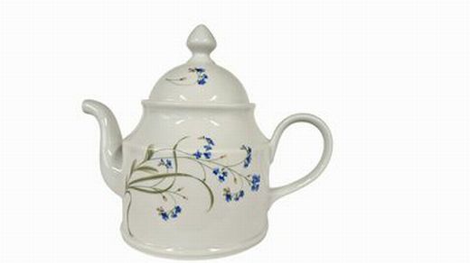 French Porcellana Blue Floral Spray Tea Pot 8"H