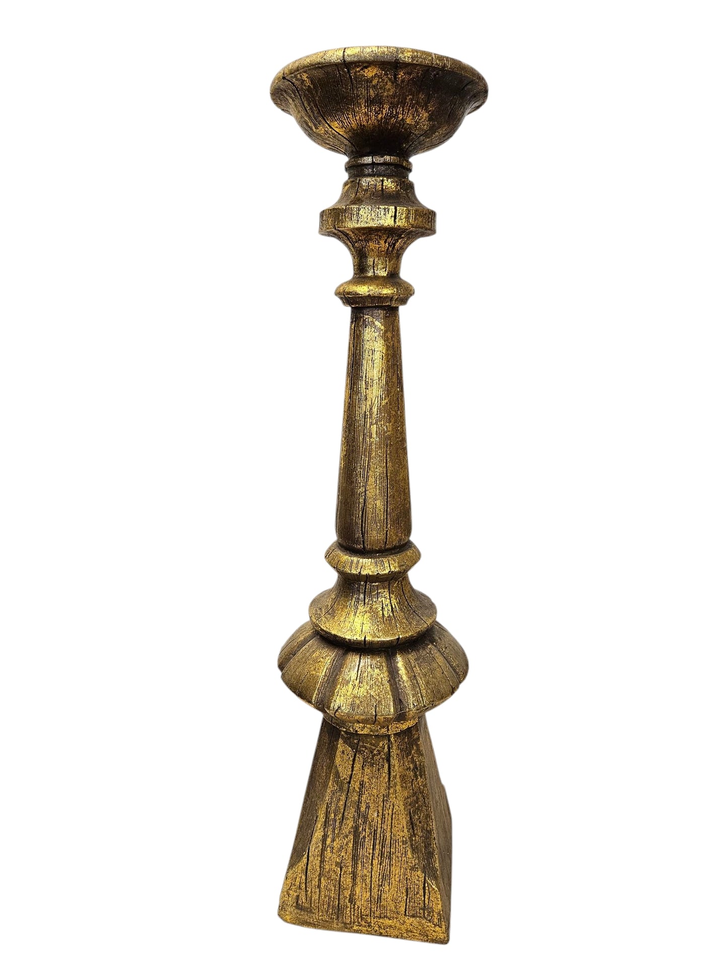 #6 of 6 Goldtone tall candleholder, 24" h