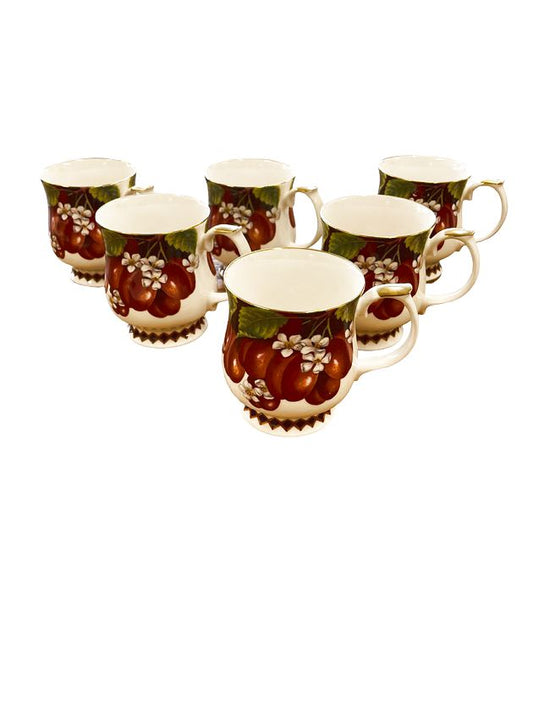 Set x6 "Victoria Plum" Bone China Tea Cups