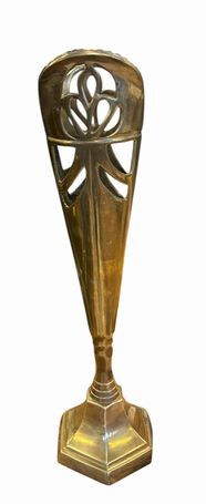 Brass Art Nouveau bud vase, 12.25" h
