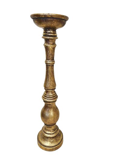 #5 of 6 Goldtone tall candleholder 23" h