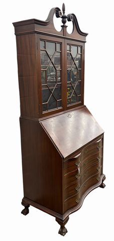 Vintage Boston Style Mahogany Drop Front Secretary, H. 84.5 in. x W. 39 in.