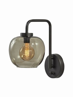 Smoked Glass Globe Wall Lamp *AS IS* 7.5"W x `12"D x 12.5"H