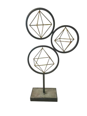 Kinetic metal sculpture on stand, 12x4x22