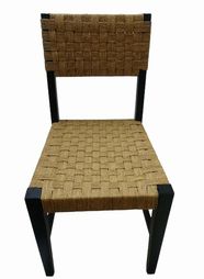 Chair, Woven Rush With Black Legs