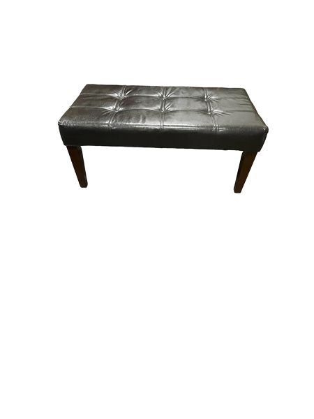 Tufted Faux Leather Bench (Espresso)