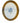 Embroidered iris on blue/white patterned fabric in ornate oval gold frame