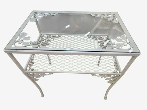 Pair Vintage Woodard Wrought Iron Side Tables, 24"hx 24"l x 16'w
