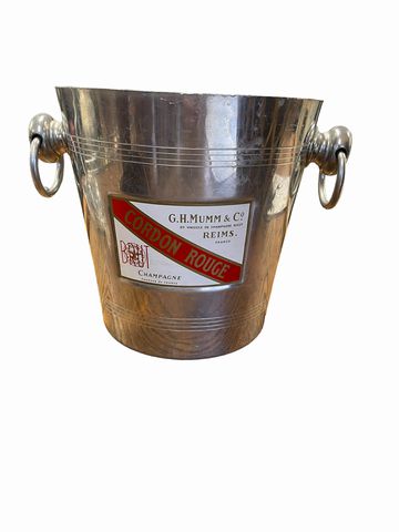 G.H. Mumm aluminum champagne ice bucket, 7.75Dx7.75H