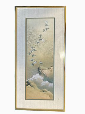 "Plovers Over the Tama River" Gold Framed Print 17"x8"