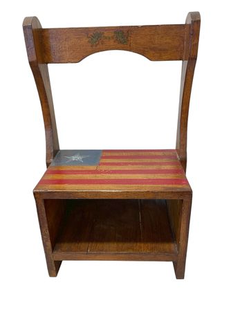 Americana painted wooden child's stool, 14.5x9.25x22.75