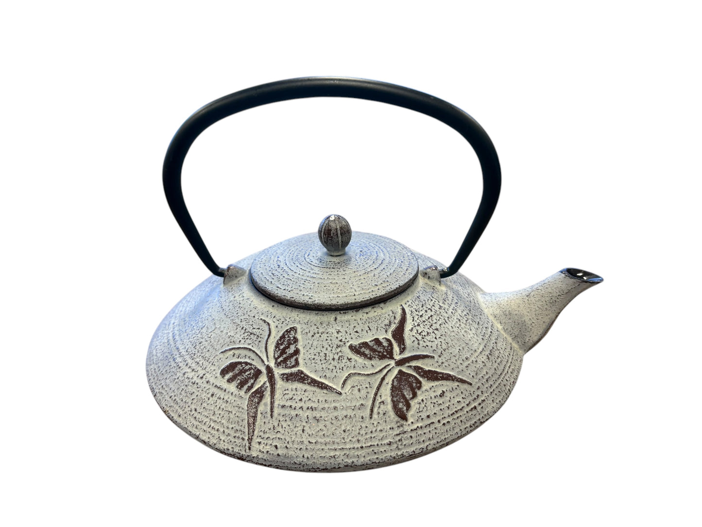 Cast iron Asian teapot, 9.5" l x 8" diam., 6" h