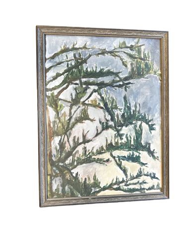 Framed Oil Painting of Tree Branches 21"x16"