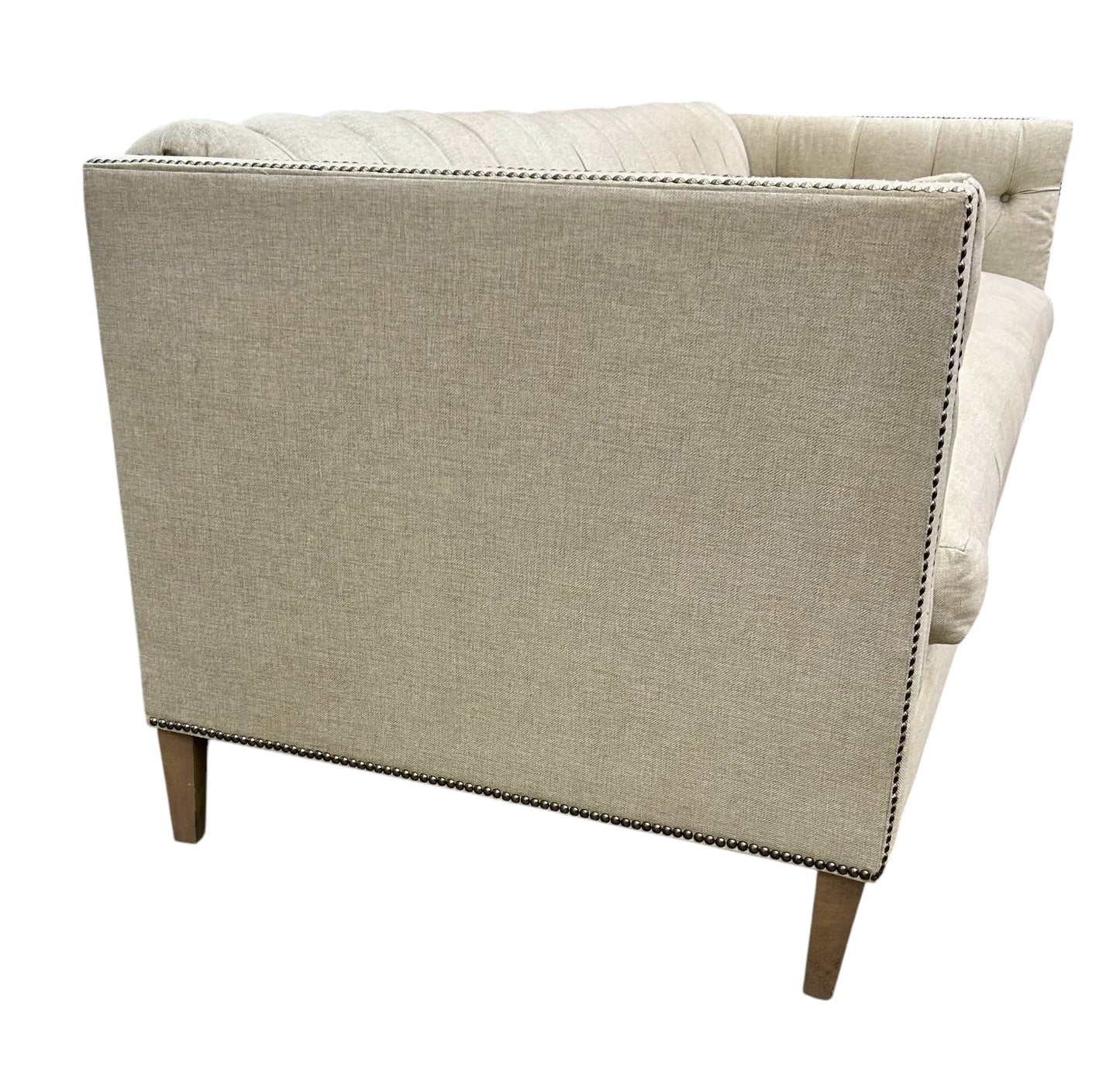 Contemporary Tufted & Nailhead Upholstered Sofa, H. 33 in. x L. 93 in.