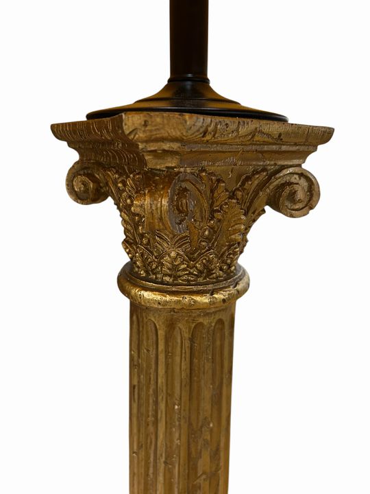Classical Corinthian Column Lamp w/Black Base, H. 32 in.
