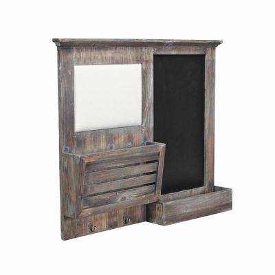 Gray Wooden Wall Chalkboard, Side Storage Basket 29.5"W x 4"D x 24.5"H