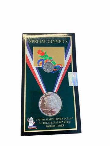 1995 Special Olympics Commemorative Silver Dollar 7x4"