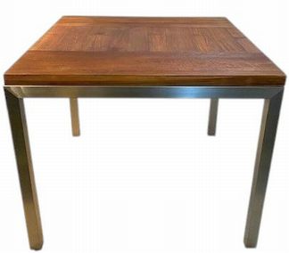 Square Dining Table, Wood Top w/ Chrome Base