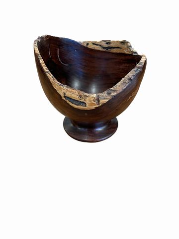 Wood vase/bowl w/raw edge, Madagascar, 4Dx4"H