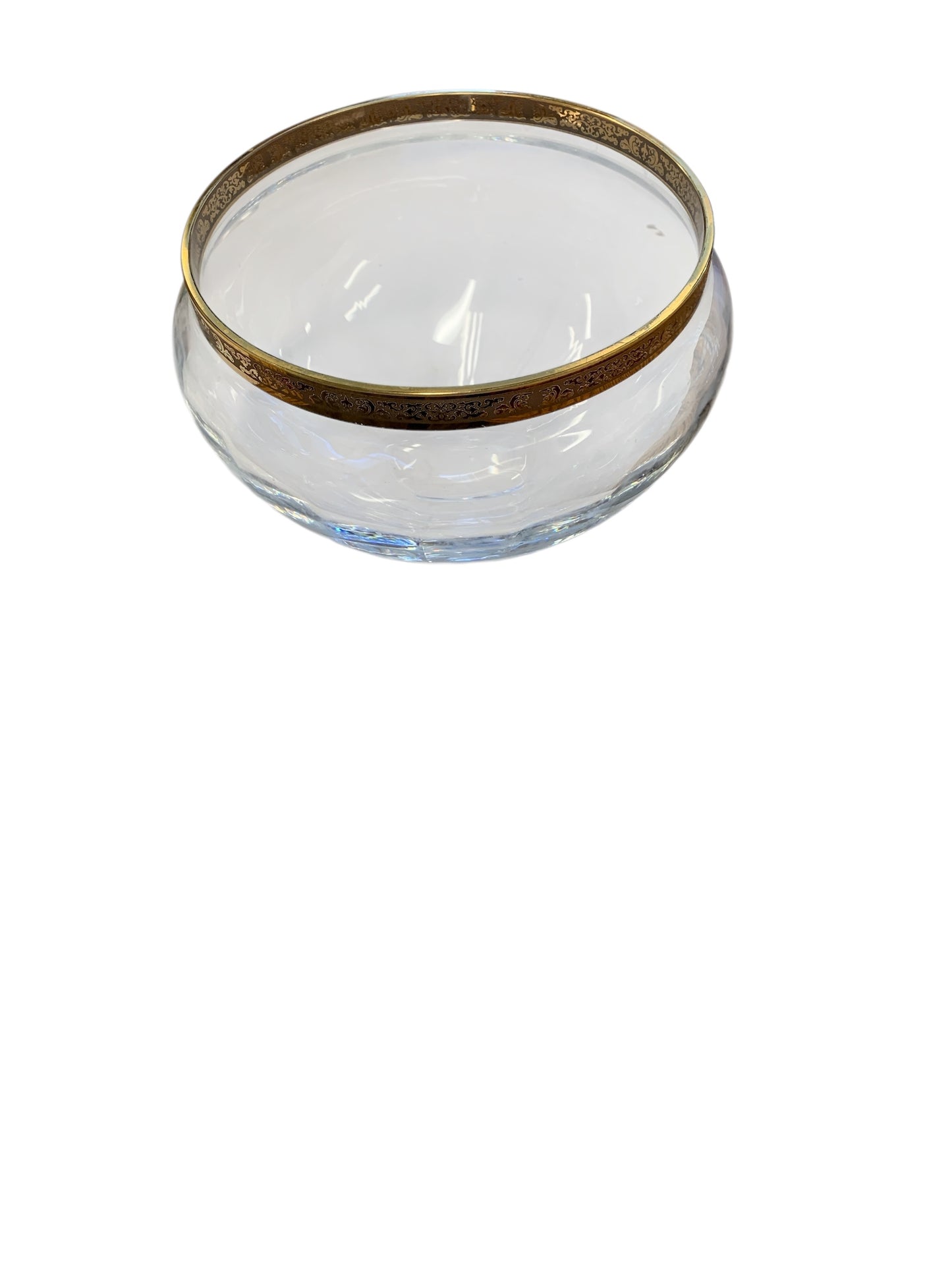 Lenox Autum Gold- Rimmed Glass Bowl, 8"Dia 5.5"H